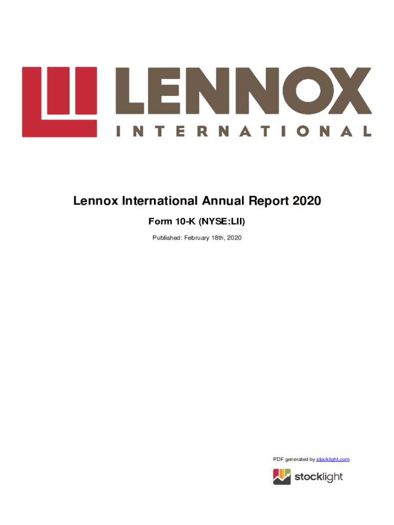 Fillable Online Annual Report and Proxy StatementLennox International Inc. Fax Email Print