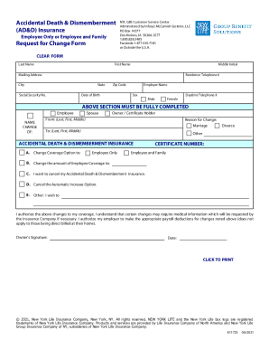 Fillable Online 811723 CLB NYL GBS PAI Change Form Family 811723 CLB 
