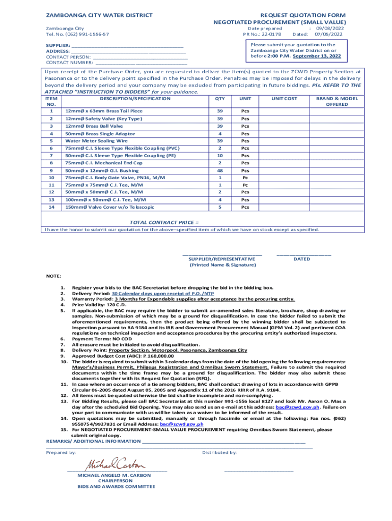 Fillable Online zcwd gov 220178.pdf Zamboanga City Water District