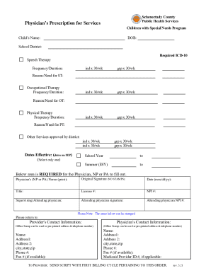 Fillable Online prescription/recommendation for preschool services Fax ...