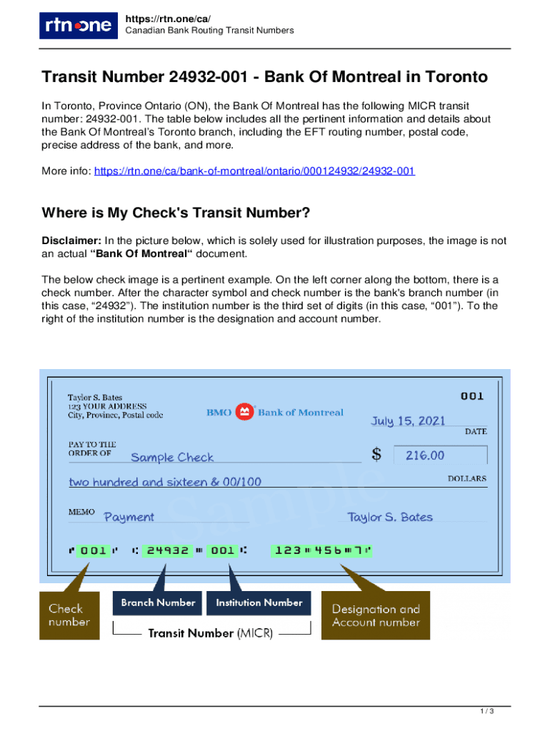 Fillable Online 000124932Transit and Routing Numbers for the Bank Of ...