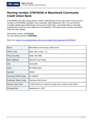 275978239Routing Number of Blackhawk Community Credit Union in Janesville. Routing Number 275978239 belongs to the Blackhawk Community Credit Union, Wisconsin, Janesville, 2640 W Court Street. The phone number of the branch and other data are shown