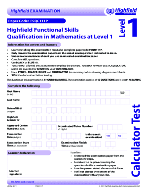 Fillable Online Highfield Functional Skills Qualification in English at ...