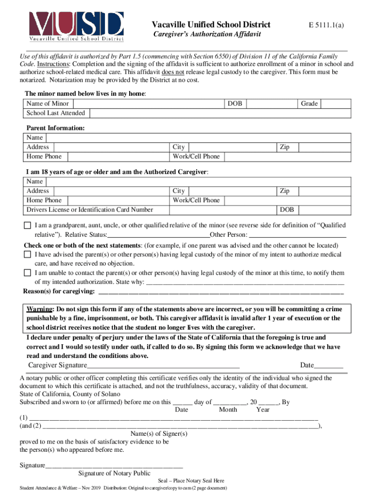Completable En línea FORM CAREGIVER AFFIDAVIT Connect Suite Fax Email