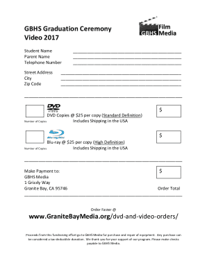 Graduation DVD Order Form - Squarespace