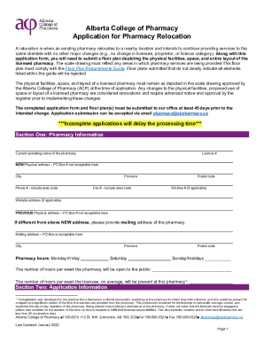 Alberta College of Pharmacy Application for Change of Licensee