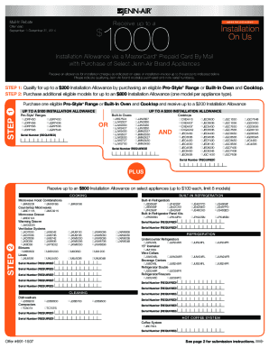 Jenn-Air Appliance Installation Rebate Form