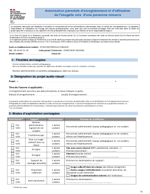 French Minor Image/Voice Consent Form