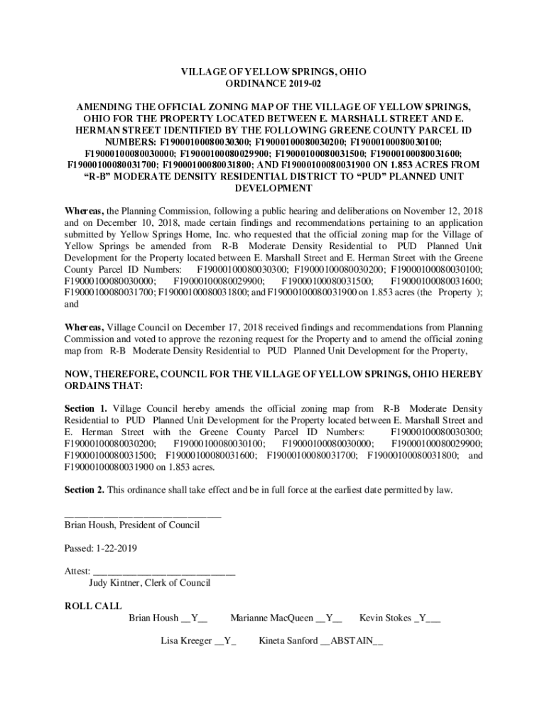 Fillable Online Zoning District Map Village of Yellow Springs, Ohio