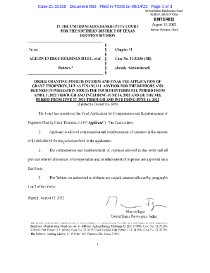 Case 21-32156 Document 850 Filed in TXSB on 08/14/22 ...