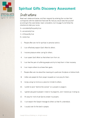 Fillable Online PERSONAL Spiritual Gift Assessment Tally Sheet Fax ...