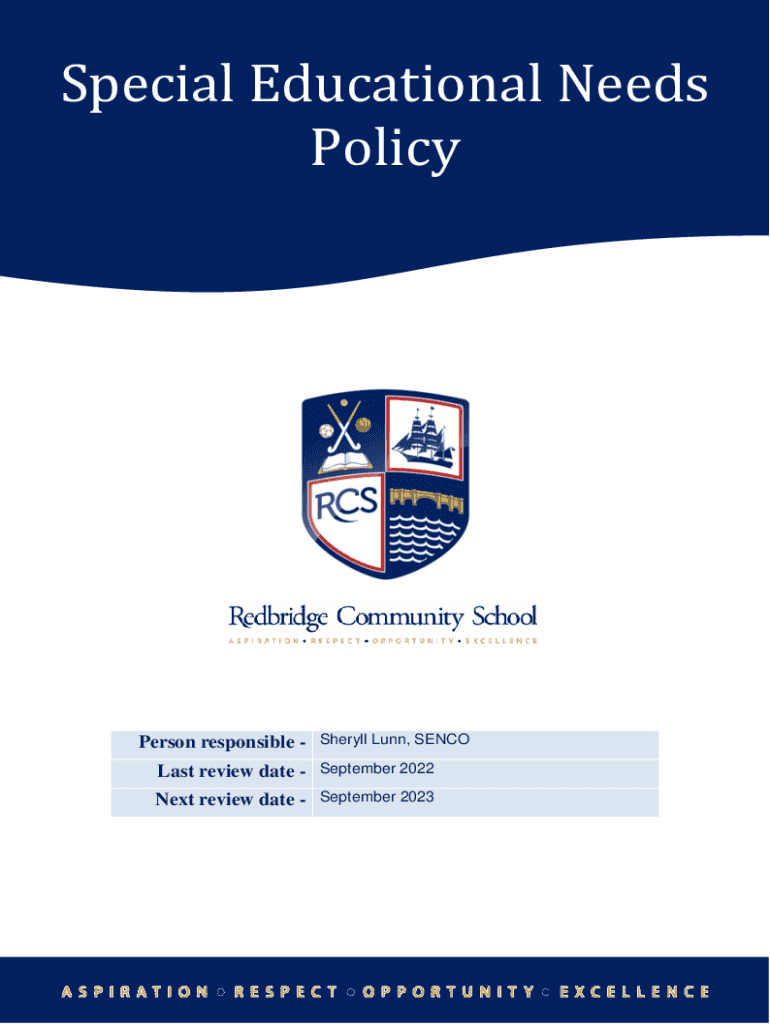 Fillable Online SEN Information Report Redbridge Community School Fax