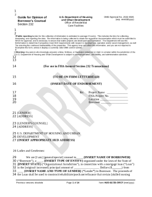 Guide for Opinion of Borrower's Counsel Section 232 - HUD