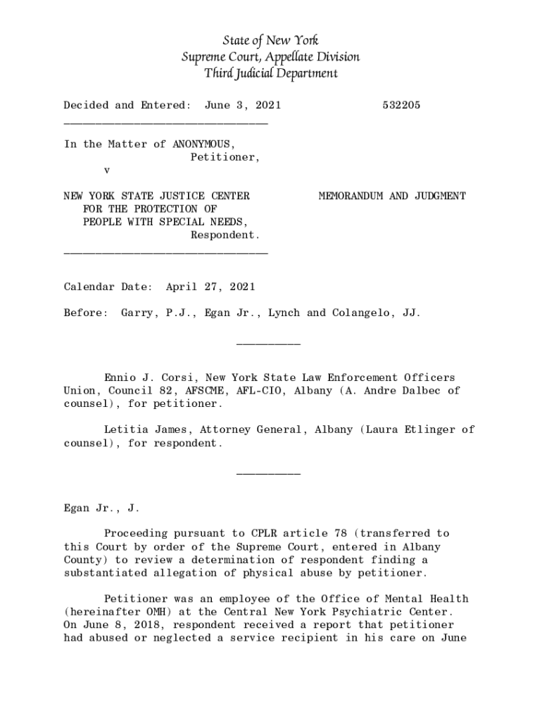 Fillable Online decisions courts state ny NEW YORK STATE JUSTICE CENTER ...