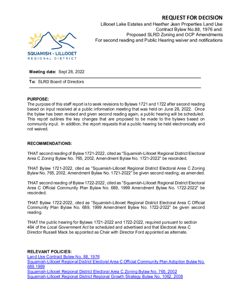 Fillable Online Lillooet Lake Estates and Heather Jean Properties