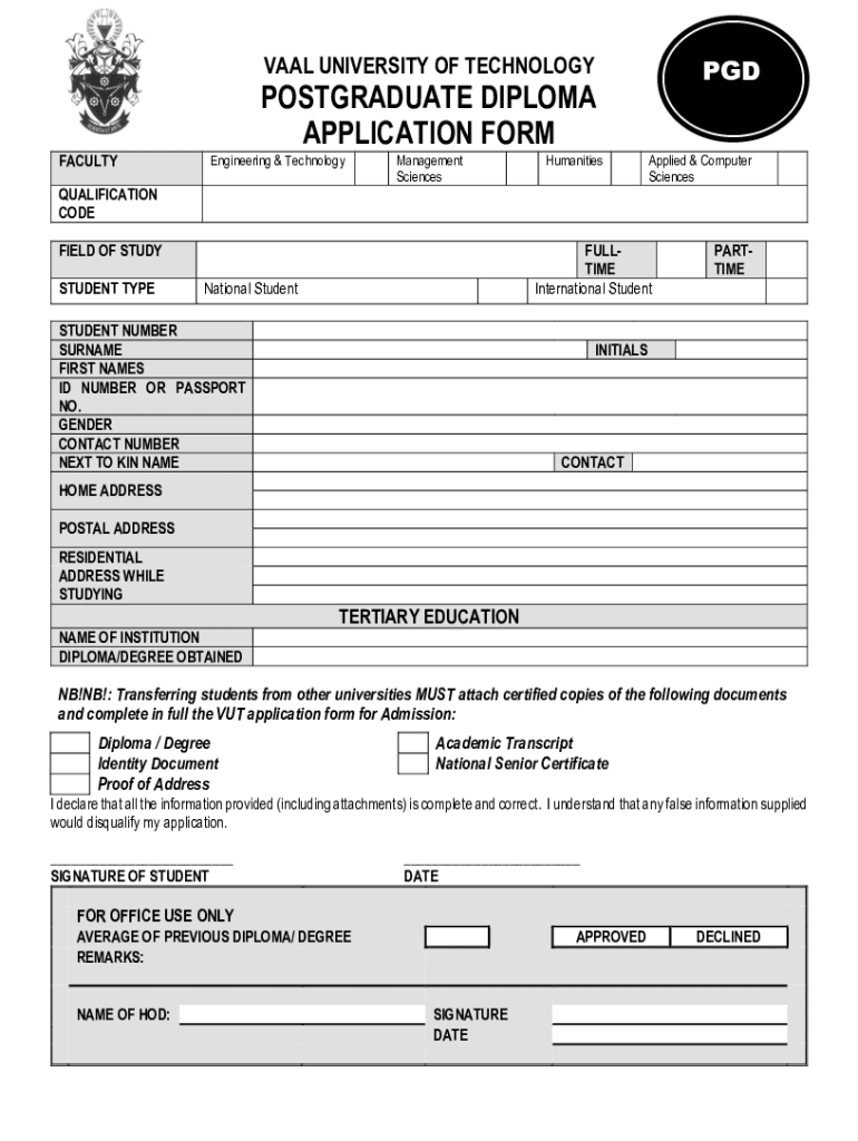 Fillable Online Postgraduate Diploma Application Form Fax Email Print Pdffiller Fillable Online Postgraduate Diploma Application Form Fax Email Print Pdffiller