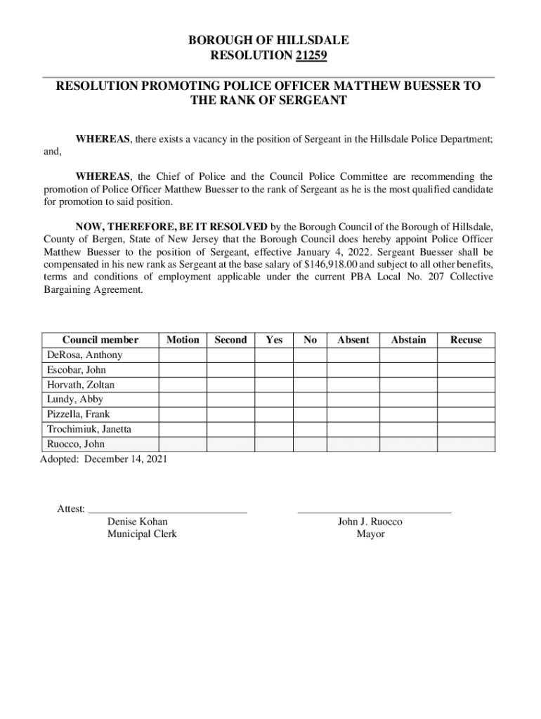 Fillable Online Hillsdale Police Department NJ Good luck to Sgt Tom