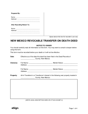 Fillable Online New Mexico Revocable Transfer on Death Deed Form Fax Email Print - pdfFiller