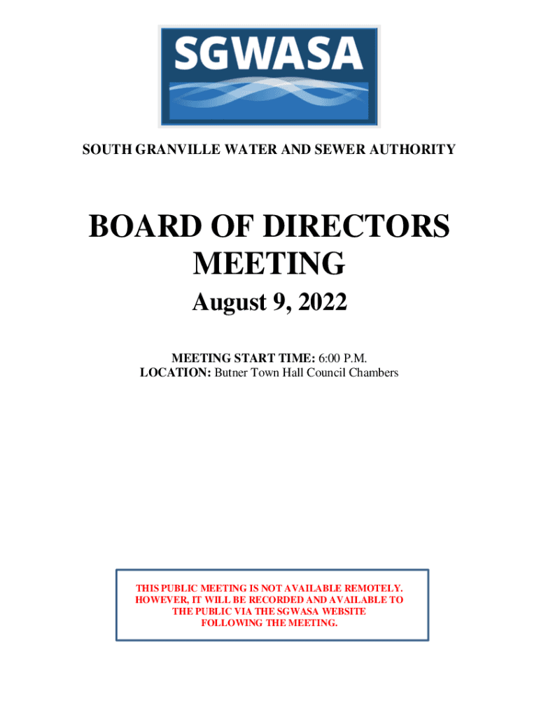 Fillable Online South Granville Water and Sewer AuthorityButner NC Fax