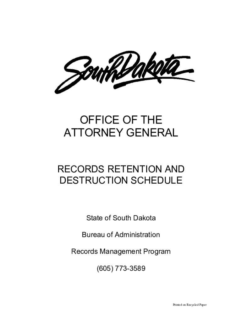 Fillable Online Records Retention and Destruction Schedule Fax Email