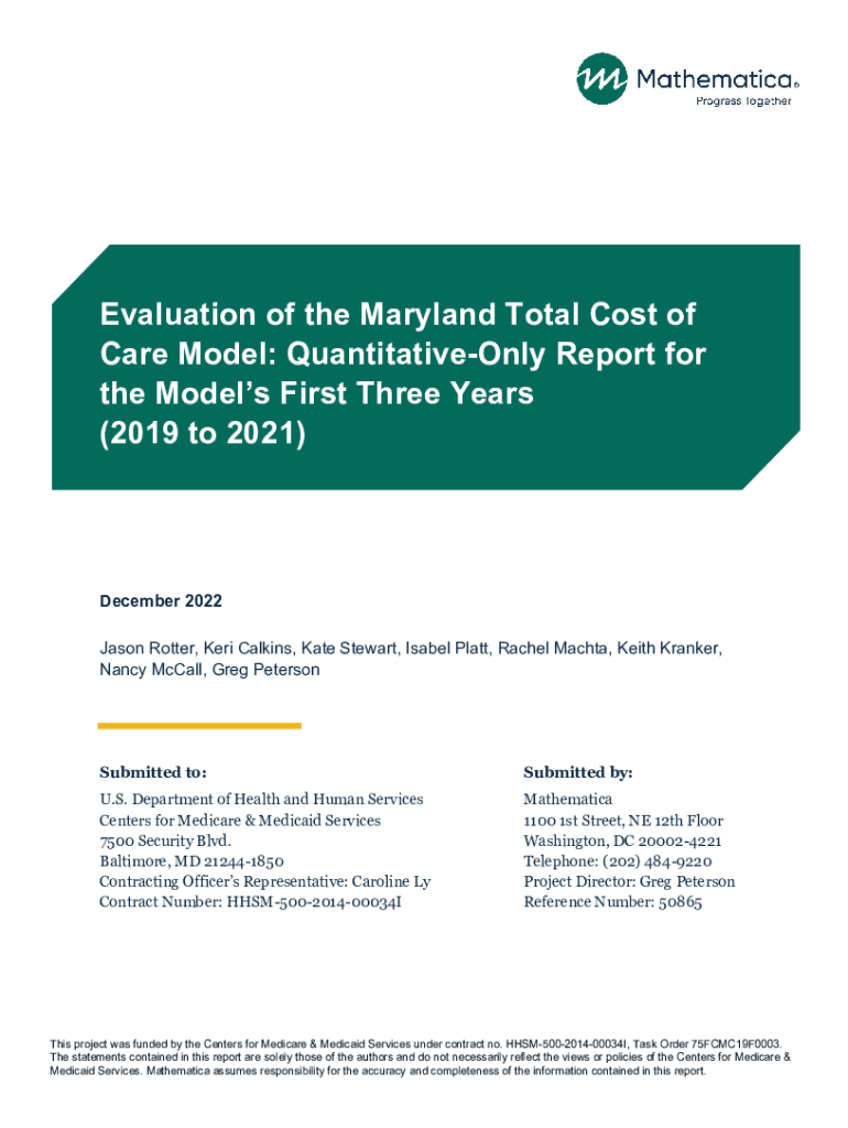 Fillable Online Evaluation of the Maryland Total Cost of Care Model