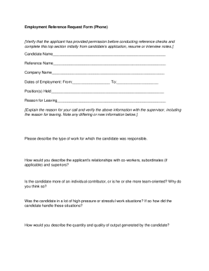 Employment Reference Request Form