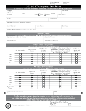 2022-23 Transportation Form