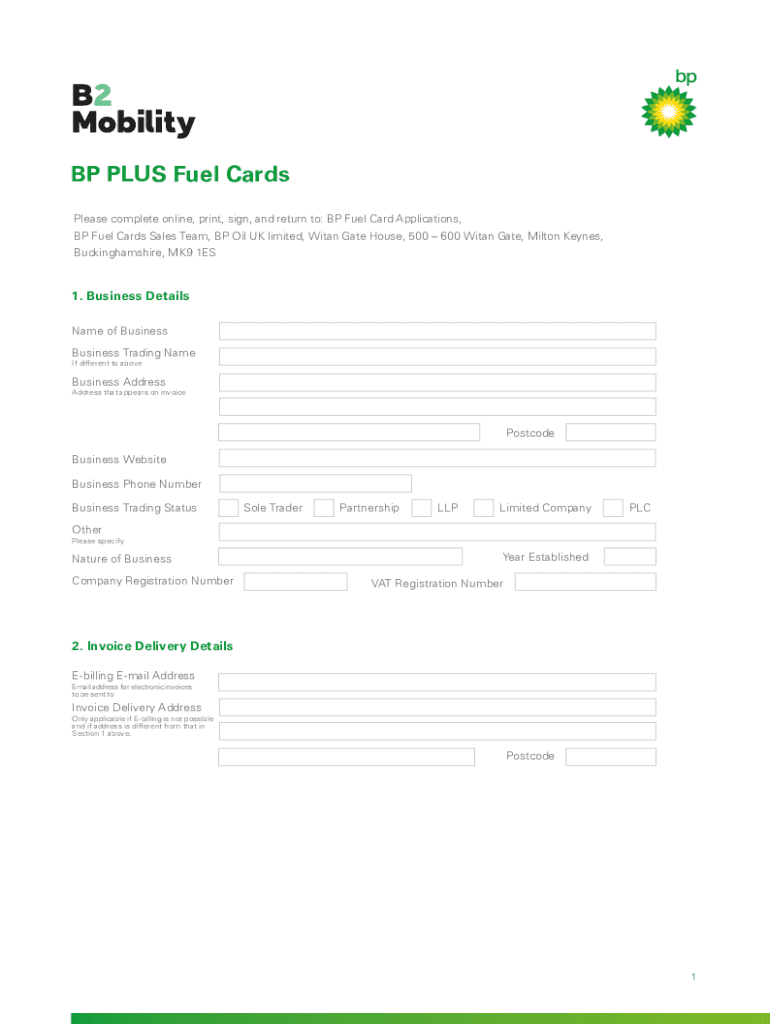 Fillable Online Bp Gas Card Application Fill Online, Printable