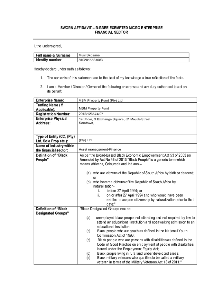 Fillable Online SwornAffidavit1Exempted-Micro-Enterprise.pdf Fax Email ...