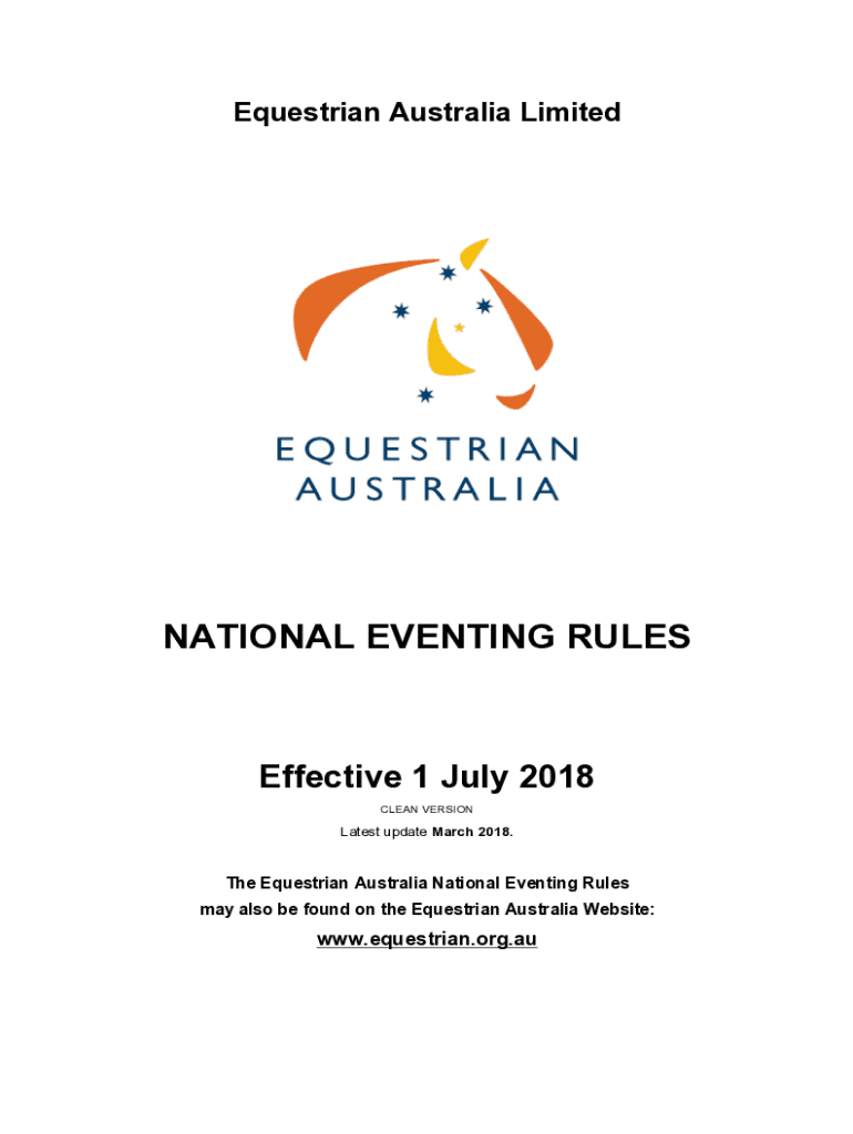 Fillable Online Eventing Rules & Regulations Equestrian Australia Fax