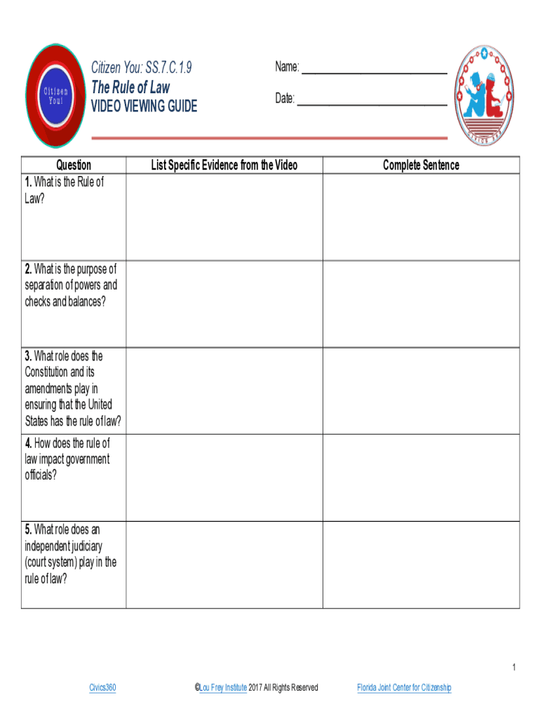 Fillable Online The Rule of Law - Civics360 Fax Email Print - pdfFiller