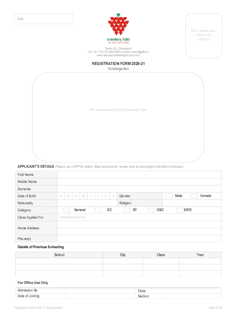 Fillable Online Strawberry Fields High School, Chandigarh The Indian