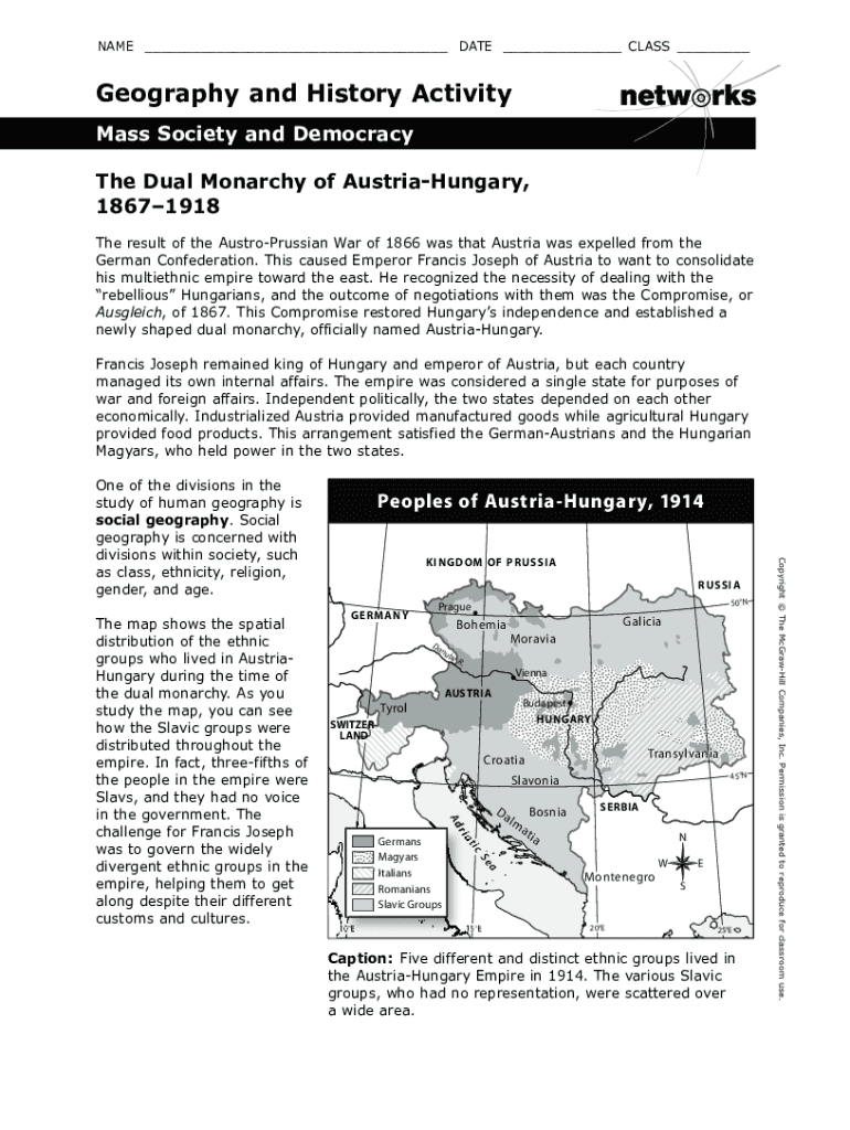 Fillable Online Geography and History Activity The Dual Monarchy of