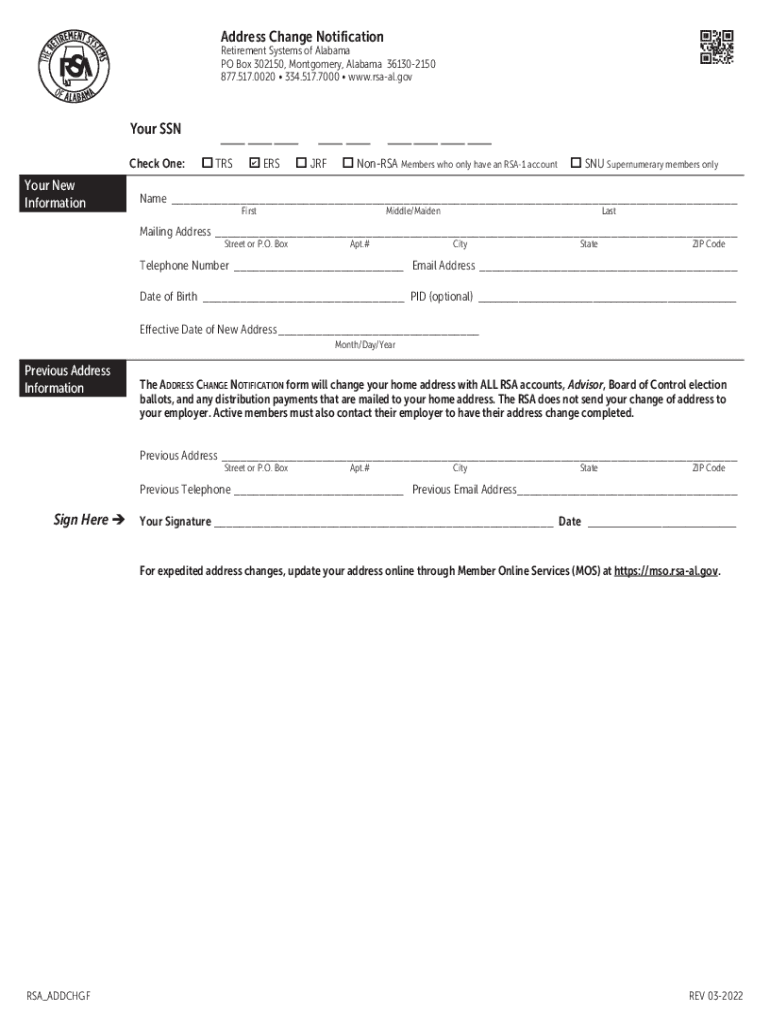 Fillable Online agi alabama Address Change Notification Your SSN Sign