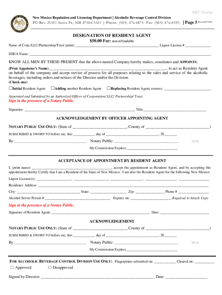 Fillable Online rld state nm ABC Stamp New Mexico Regulation and