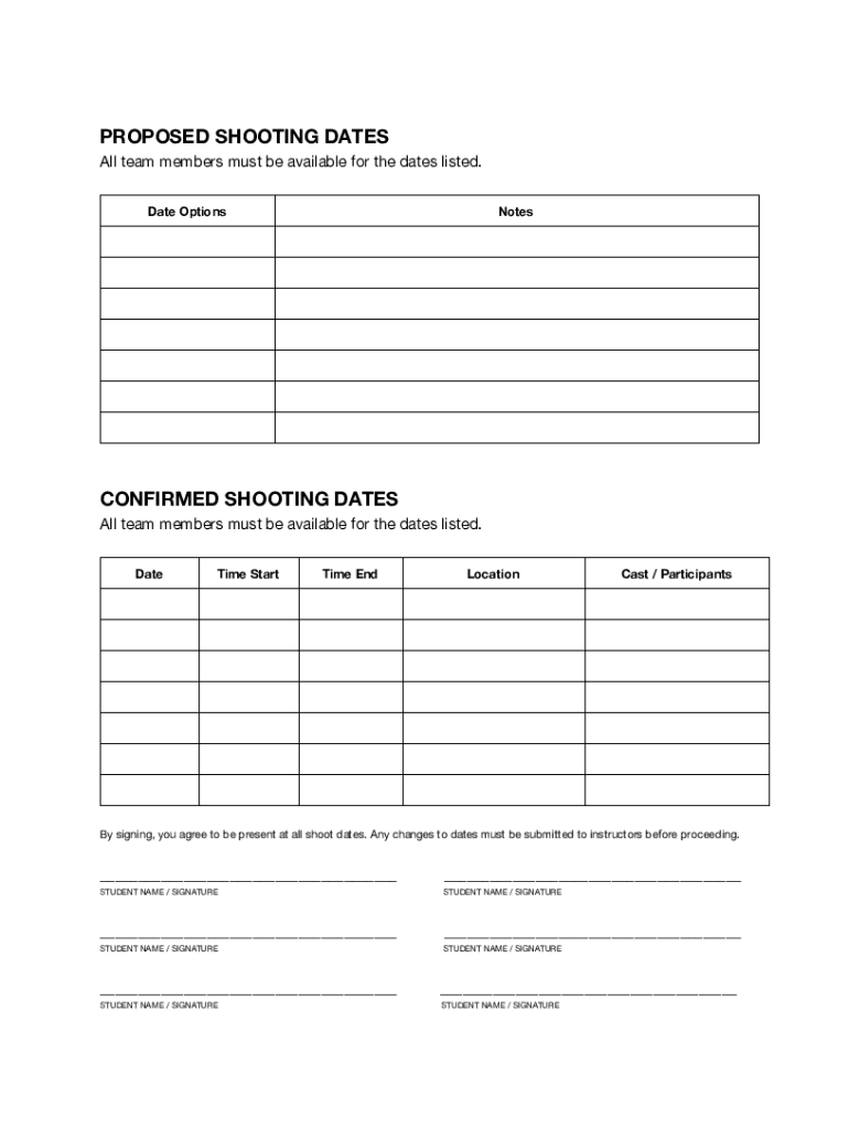 Fillable Online What Is A Shooting Schedule? Definition & Examples Fax