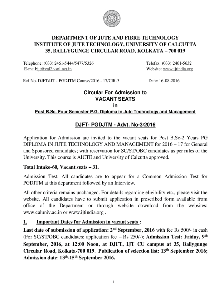 Fillable Online department of jute and fibre technology University of