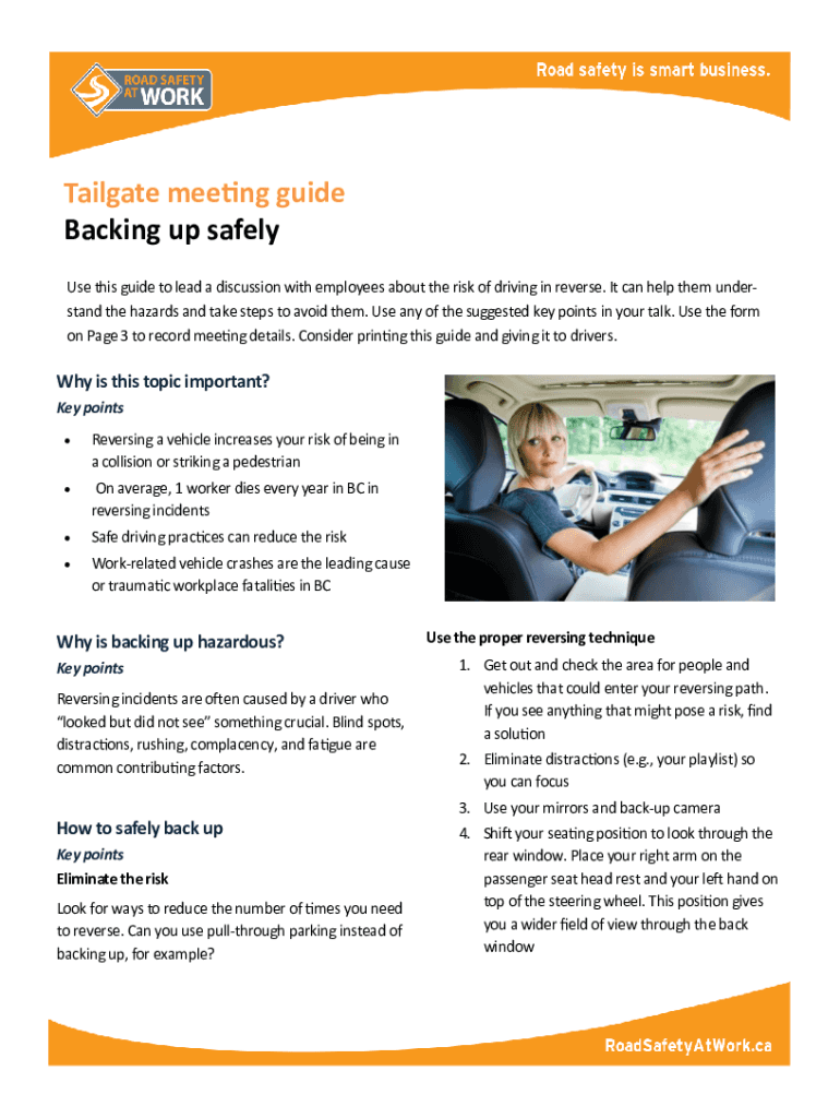 Fillable Online Vehicle Backing Safety Fact Sheet Fax Email Print pdfFiller