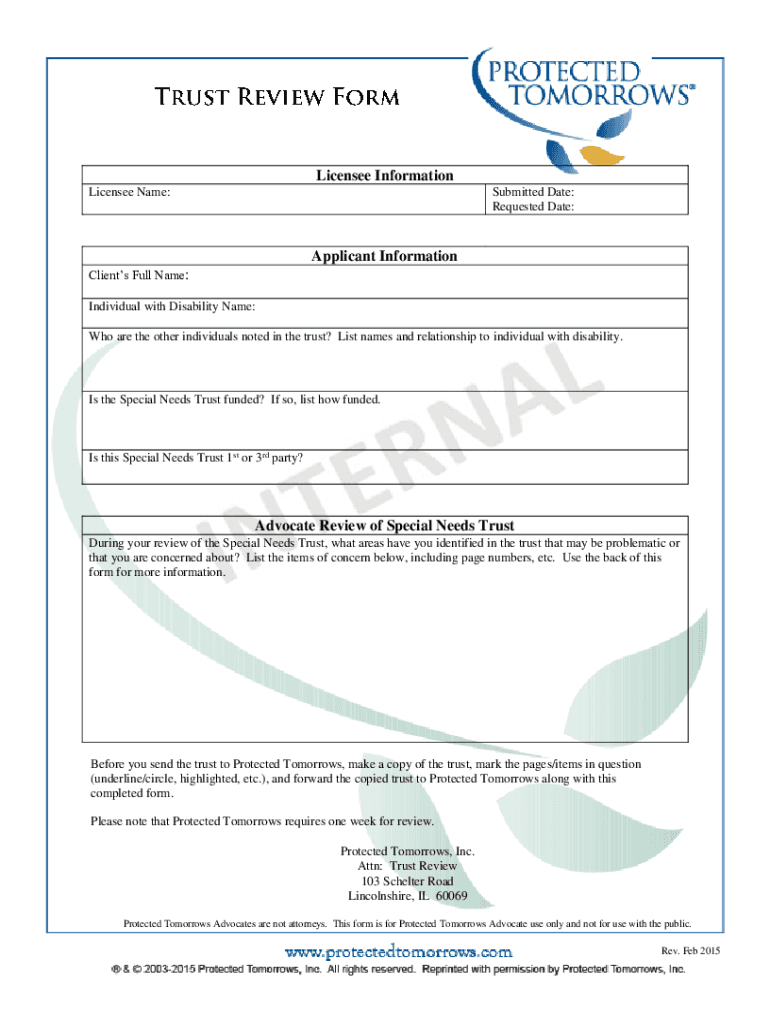 Fillable Online Trust Review Form Fax Email Print pdfFiller