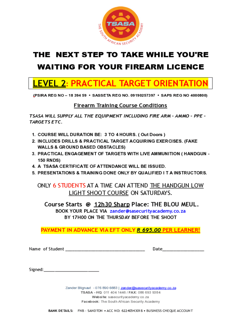 Fillable Online sasecurityacademy co APPLICATION FOR FIREARM CONTROL