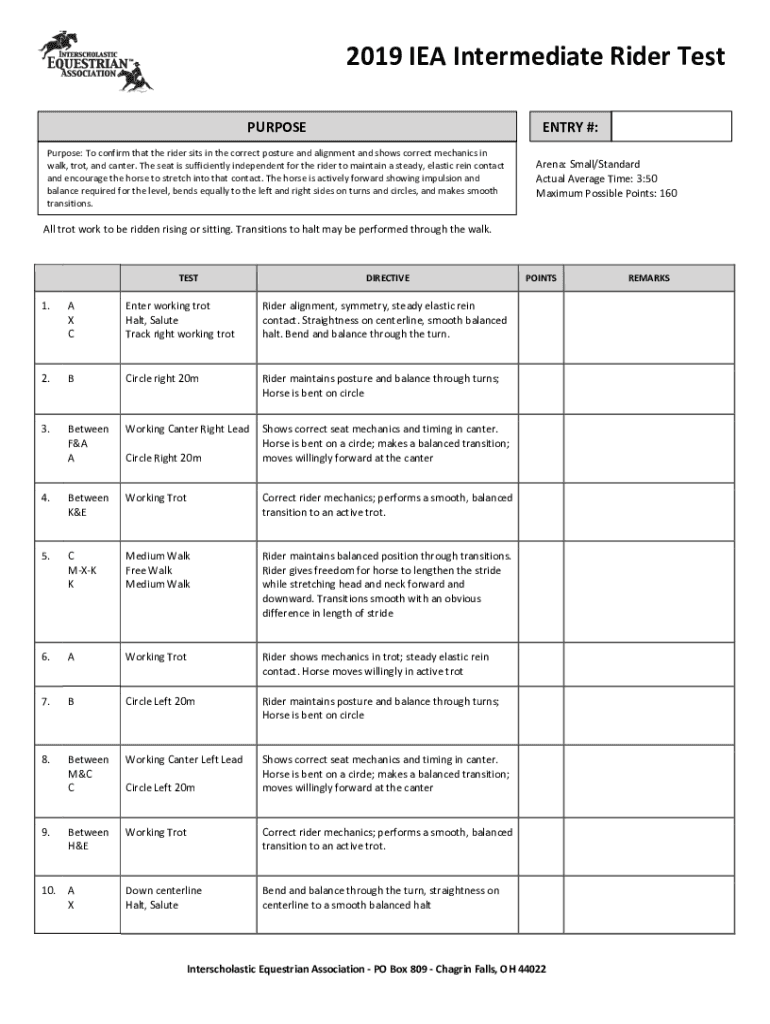 Fillable Online USEF Hunt Seat Equitation Tests in IEA and IHSA Shows