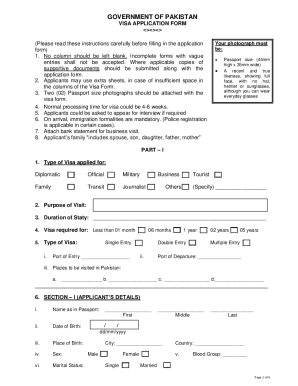Fillable Online visa application form - Consulate General of Pakistan ...
