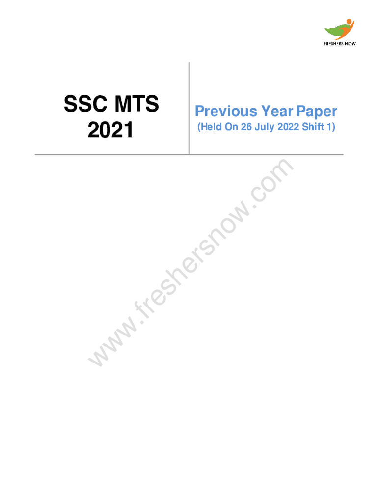 Fillable Online SSC MTS Previous Question Papers PDF Download Fax Email ...