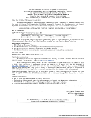 Fillable Online Freshersnow Drdo Debel Apprenticeship Notification