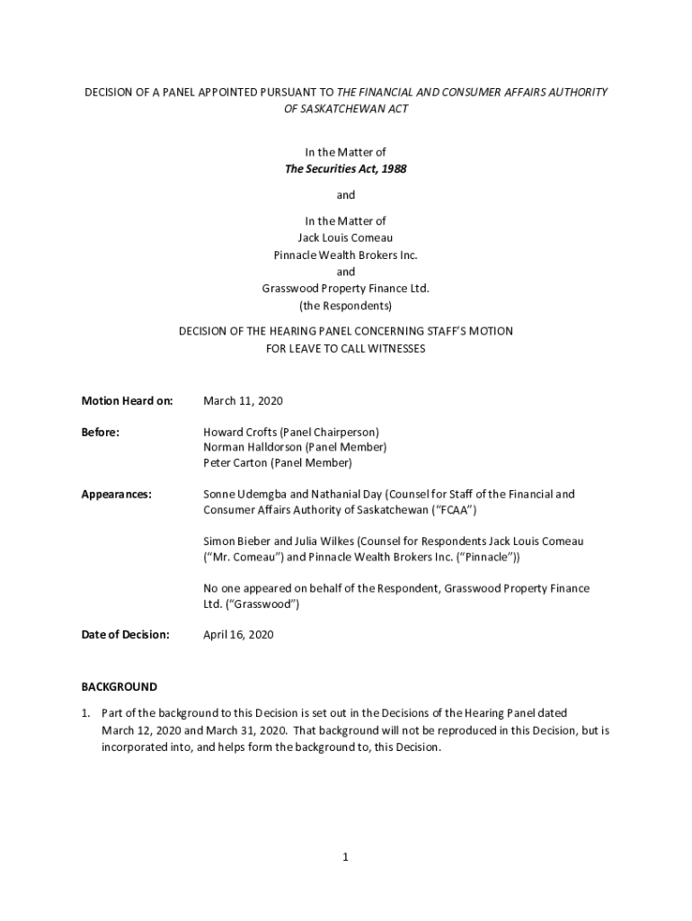 Fillable Online The Saskatchewan Financial Services Commission Act