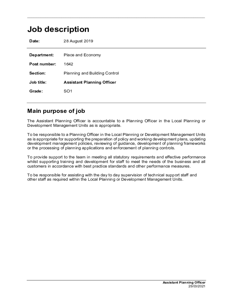 Fillable Online Assistant Director, Planning and Building Control Fax