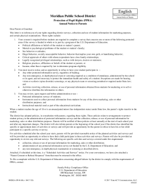 Fillable Online Notification of Rights Under the Protection of Pupil ...