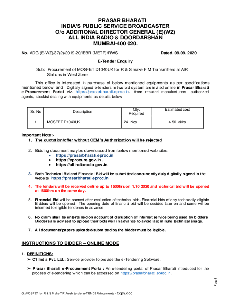 Fillable Online Fillable Online PRASAR BHARATI (INDIAs PUBLIC SERVICE