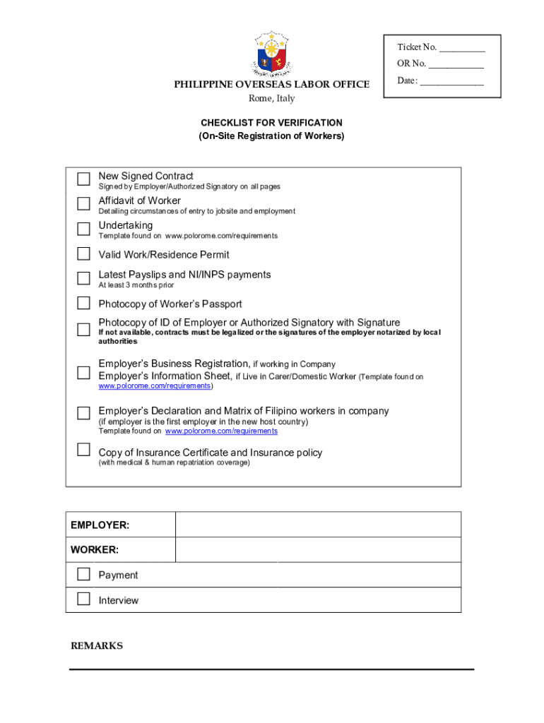 checklist for verification Preview on Page 1