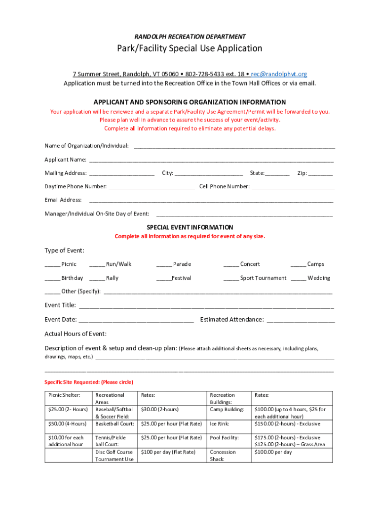 Fillable Online Randolph, VT Recreation Department Online Registration